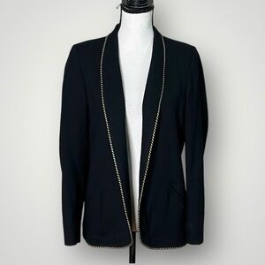 Vintage Betty Hanson black wool gold braid trim blazer
